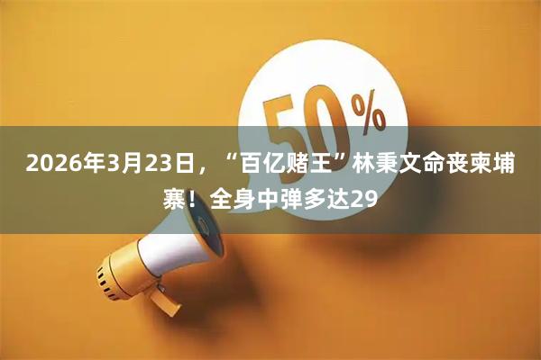2026年3月23日，“百亿赌王”林秉文命丧柬埔寨！全身中弹多达29