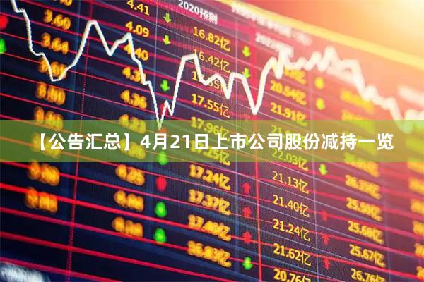 【公告汇总】4月21日上市公司股份减持一览
